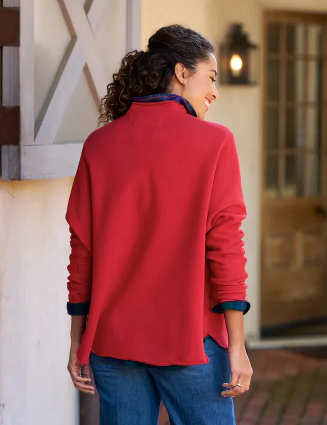 Effie Long Sleeve Funnel Neck Capelet- Crimson