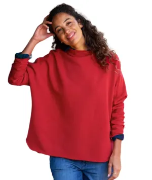 Effie Long Sleeve Funnel Neck Capelet- Crimson