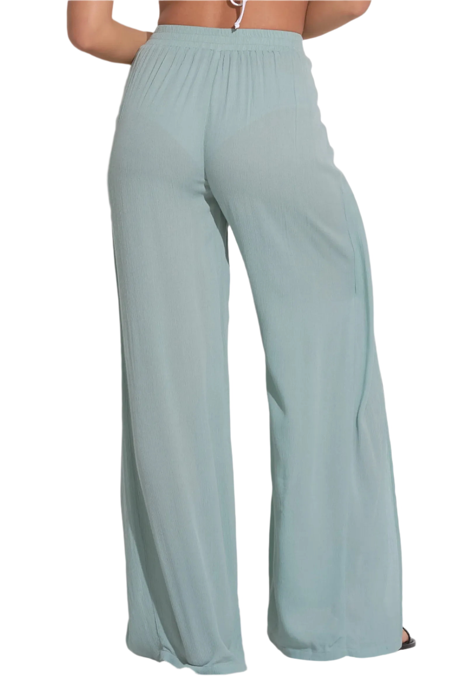 Elan Wide Leg Wrap Front Pant - Light Teal