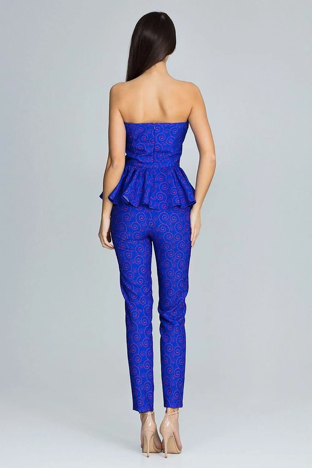 Elegant Frilled Corset with Tailored Trouser Ensemble