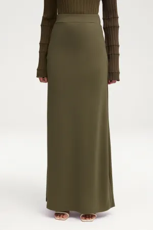 Essential Jersey Maxi Skirt - Khaki Green