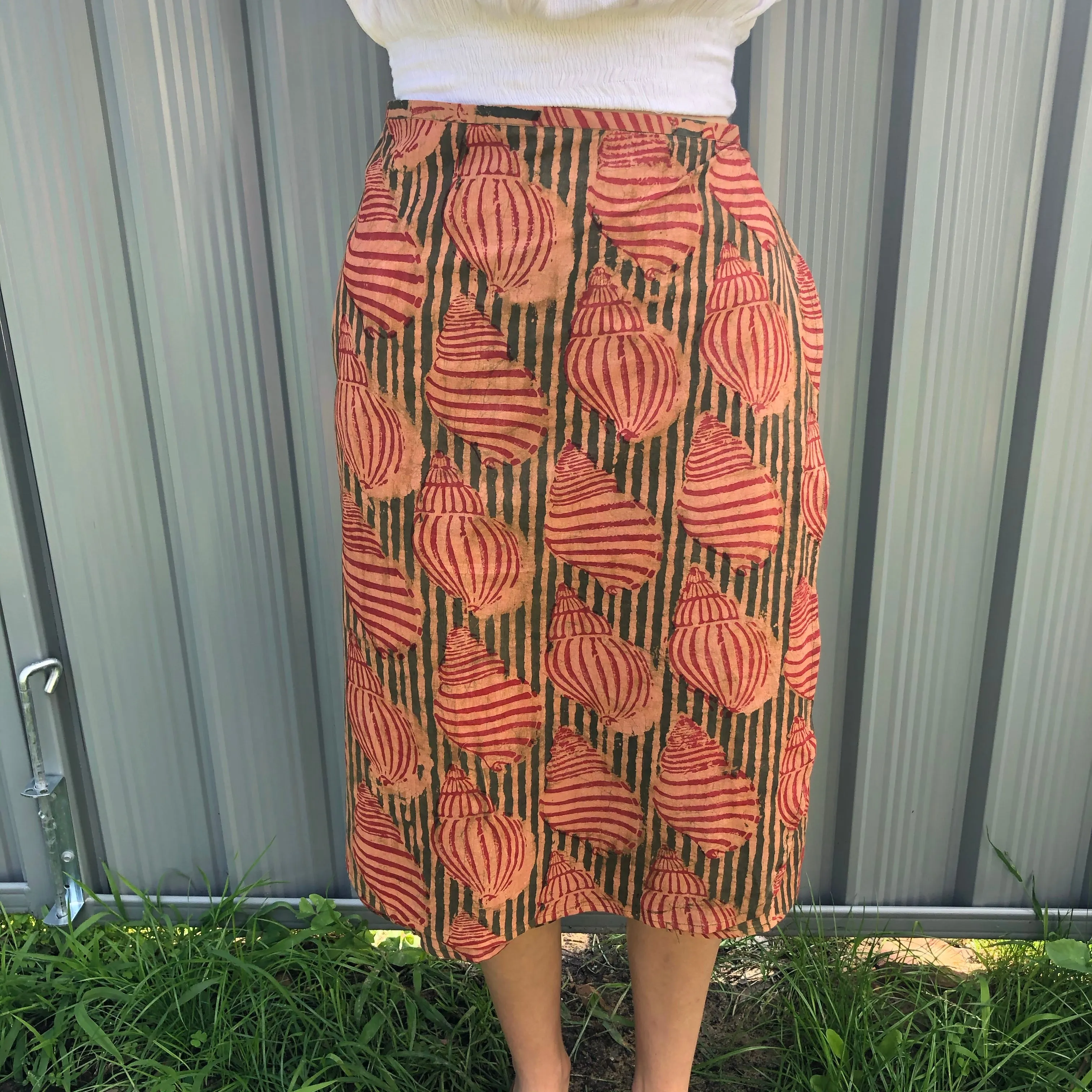 Fair Trade Ethical Cotton Mud Resistant Print Wrap Skirt Shell Design