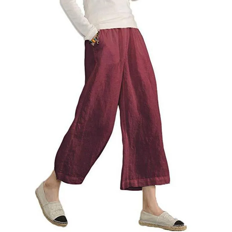 FashionSierra - Casual Plain Shift Linen Pants Women