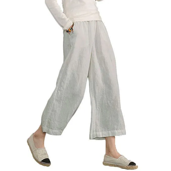 FashionSierra - Casual Plain Shift Linen Pants Women