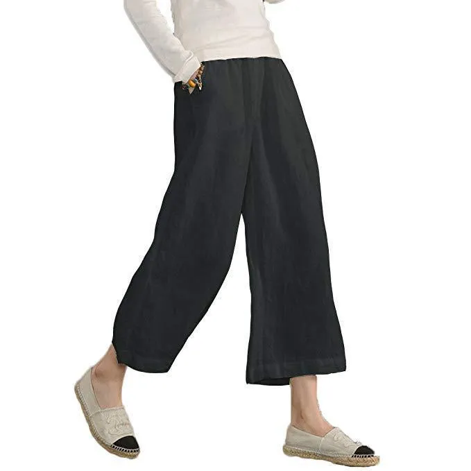 FashionSierra - Casual Plain Shift Linen Pants Women