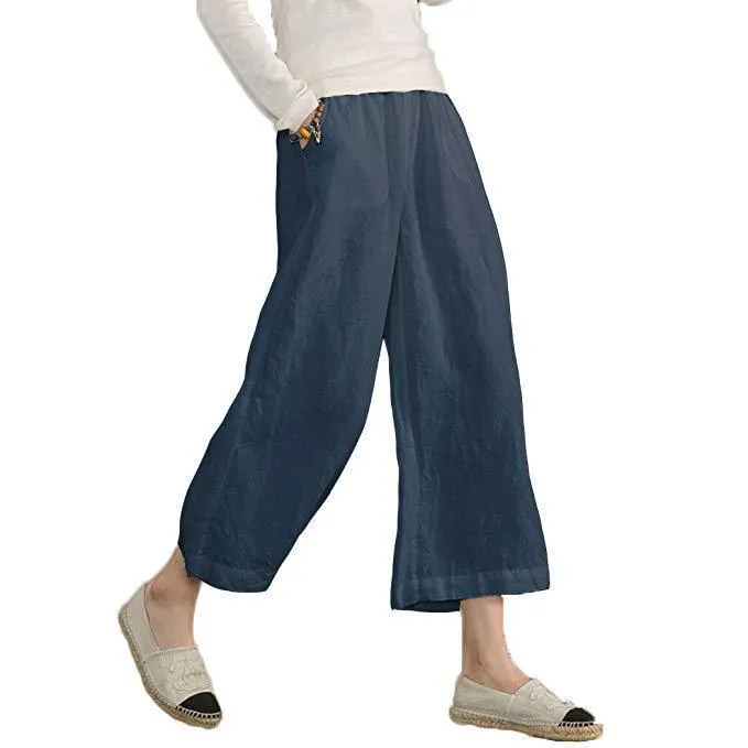 FashionSierra - Casual Plain Shift Linen Pants Women