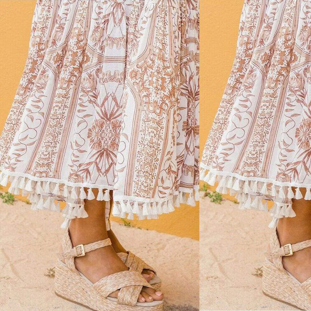 FashionSierra - New Women Summer Boho Floral Print Maxi Skirt Summer Holiday Long Skirt Beach Skirt arrival Long Retro Skirt Sundress Hot