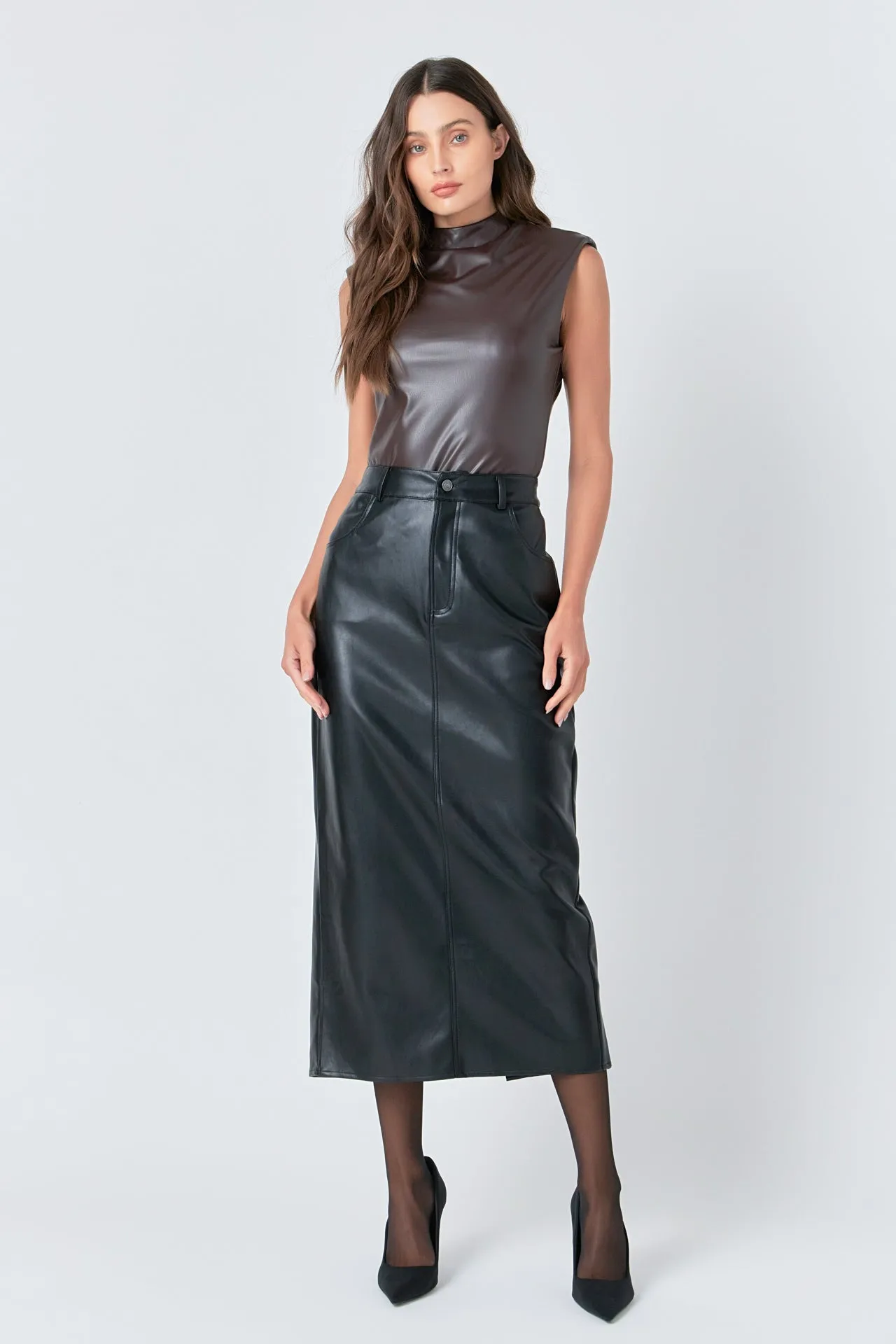 Faux Leather Maxi Skirt