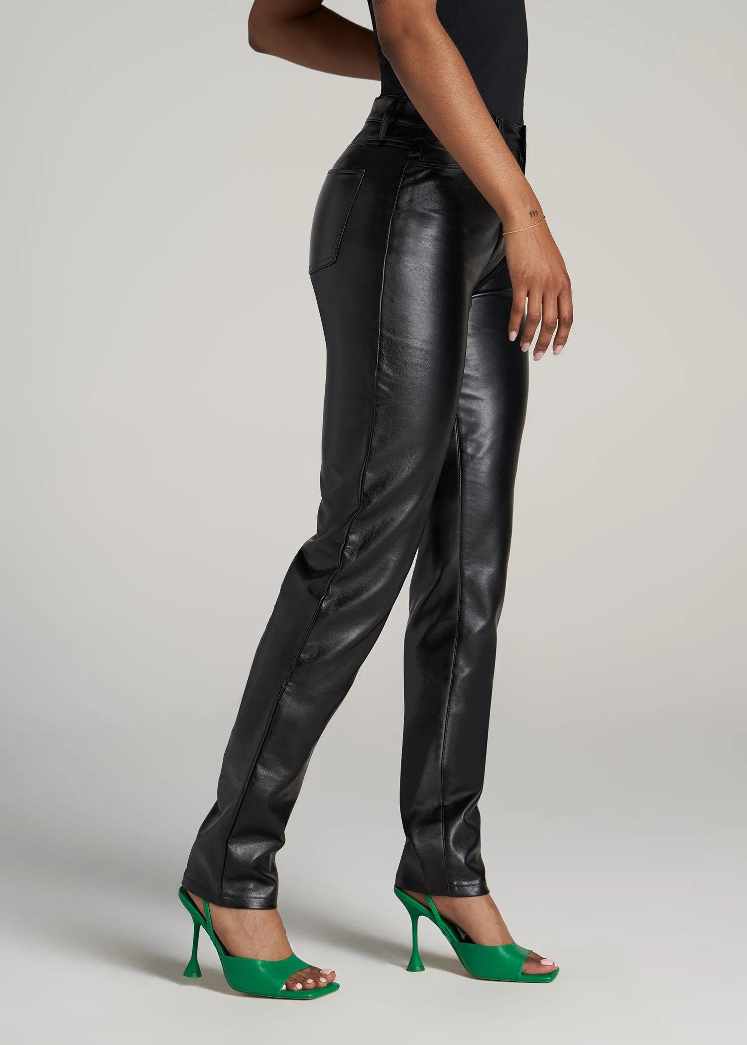 Faux Leather SLIM Pants for Tall Women in Black