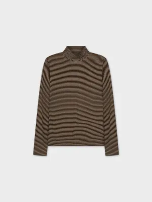 Fine Striped Turtleneck-Brown/Black