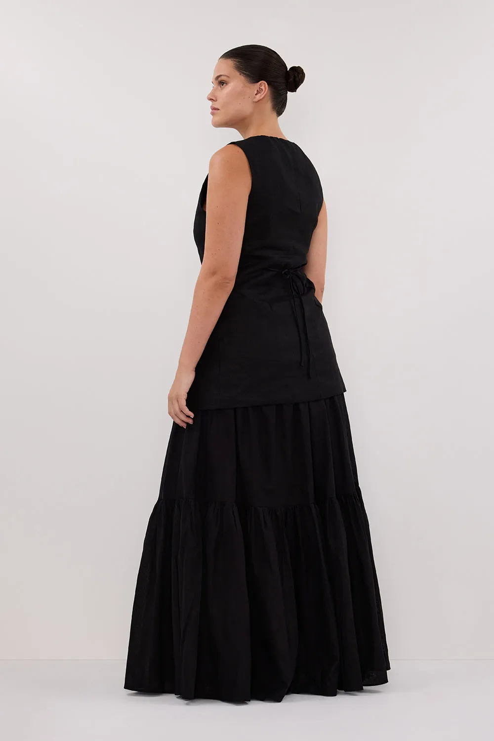 FLETCHER BLACK TIRERED MAXI SKIRT