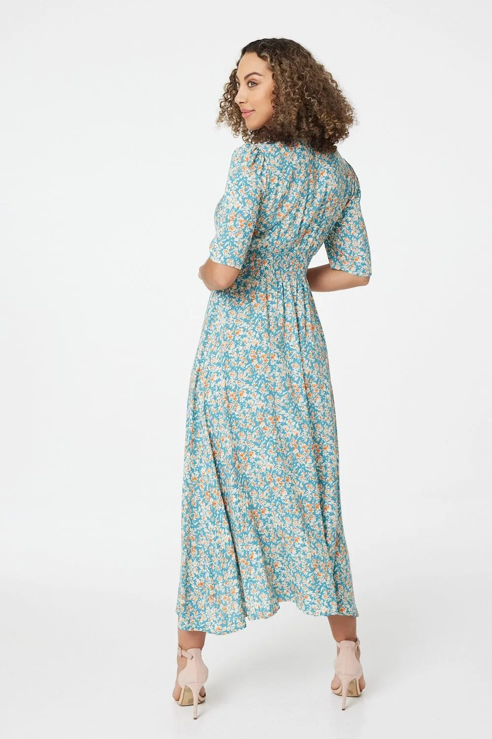 Floral 1/2 Sleeve Maxi Dress