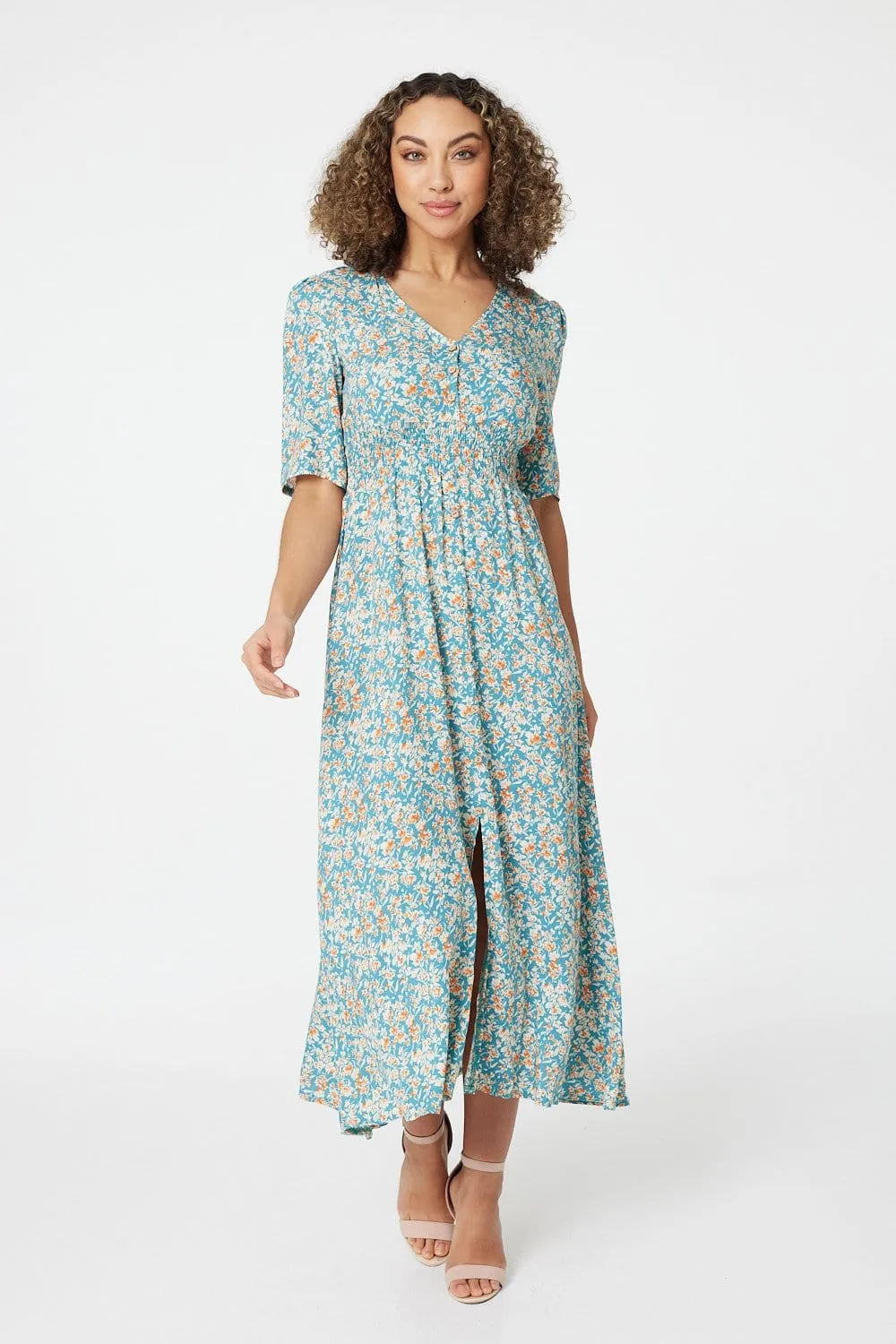 Floral 1/2 Sleeve Maxi Dress