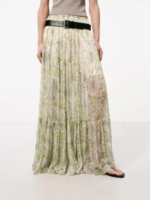 Floral Print Flowy Maxi Skirt