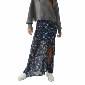 Free People Femme Edge Maxi Skirt Navy