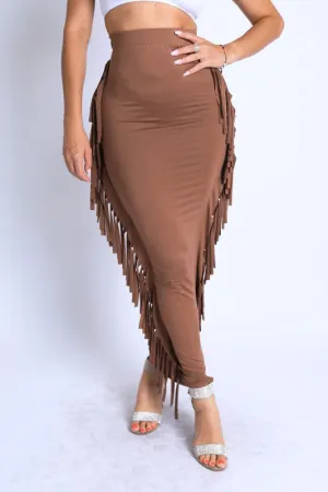 Fringed maxi skirt