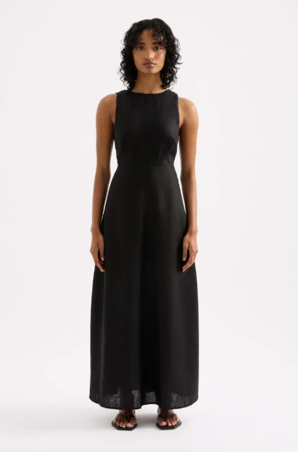 Gael Linen Maxi Dress Black