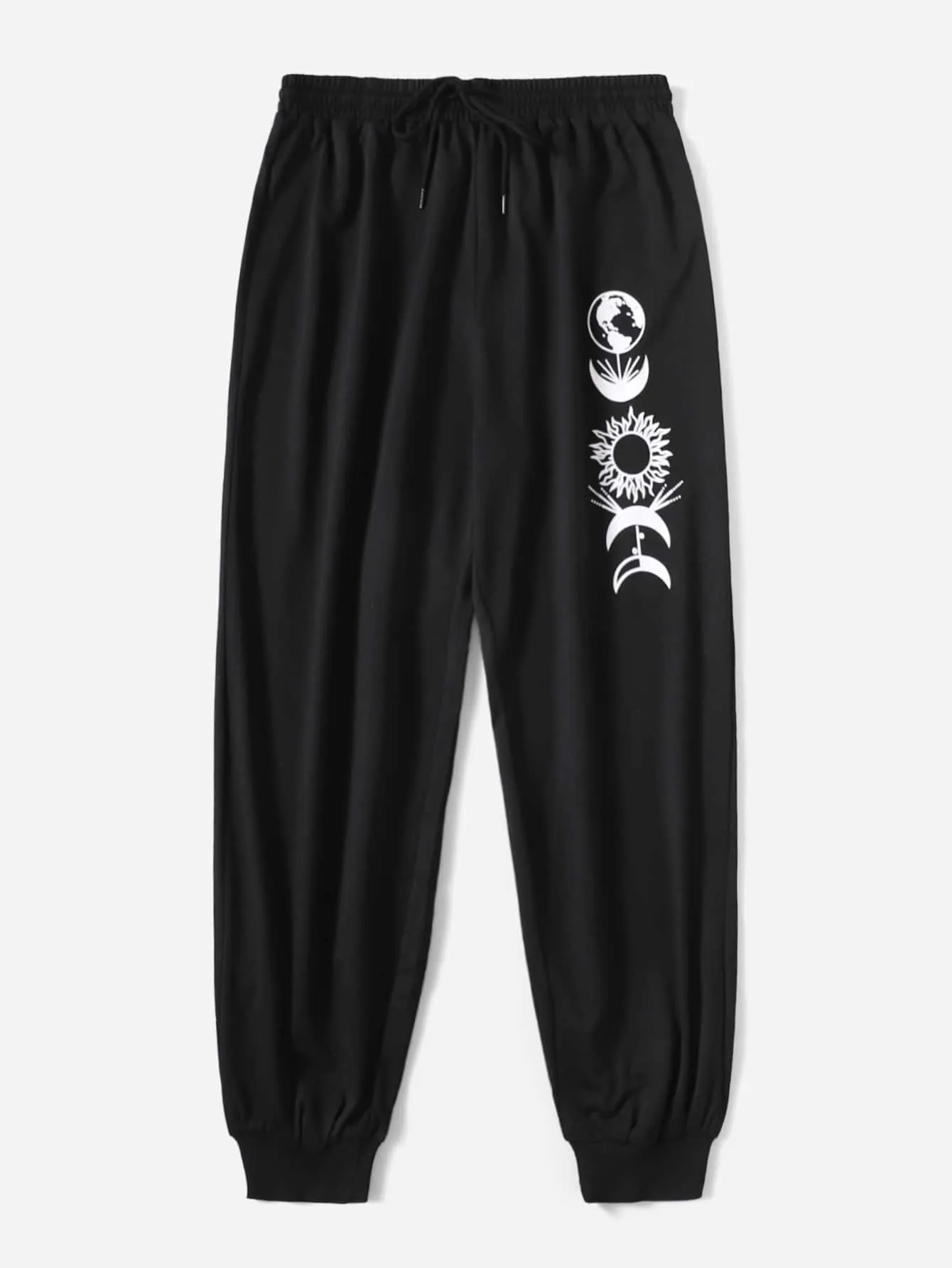 Graphic Drawstring Natural Long Plus Size Sweatpants