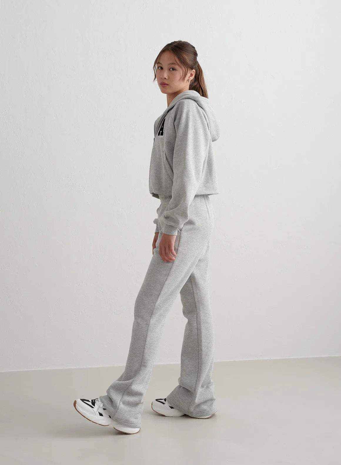 Grey Melange Young Flare Sweatpants