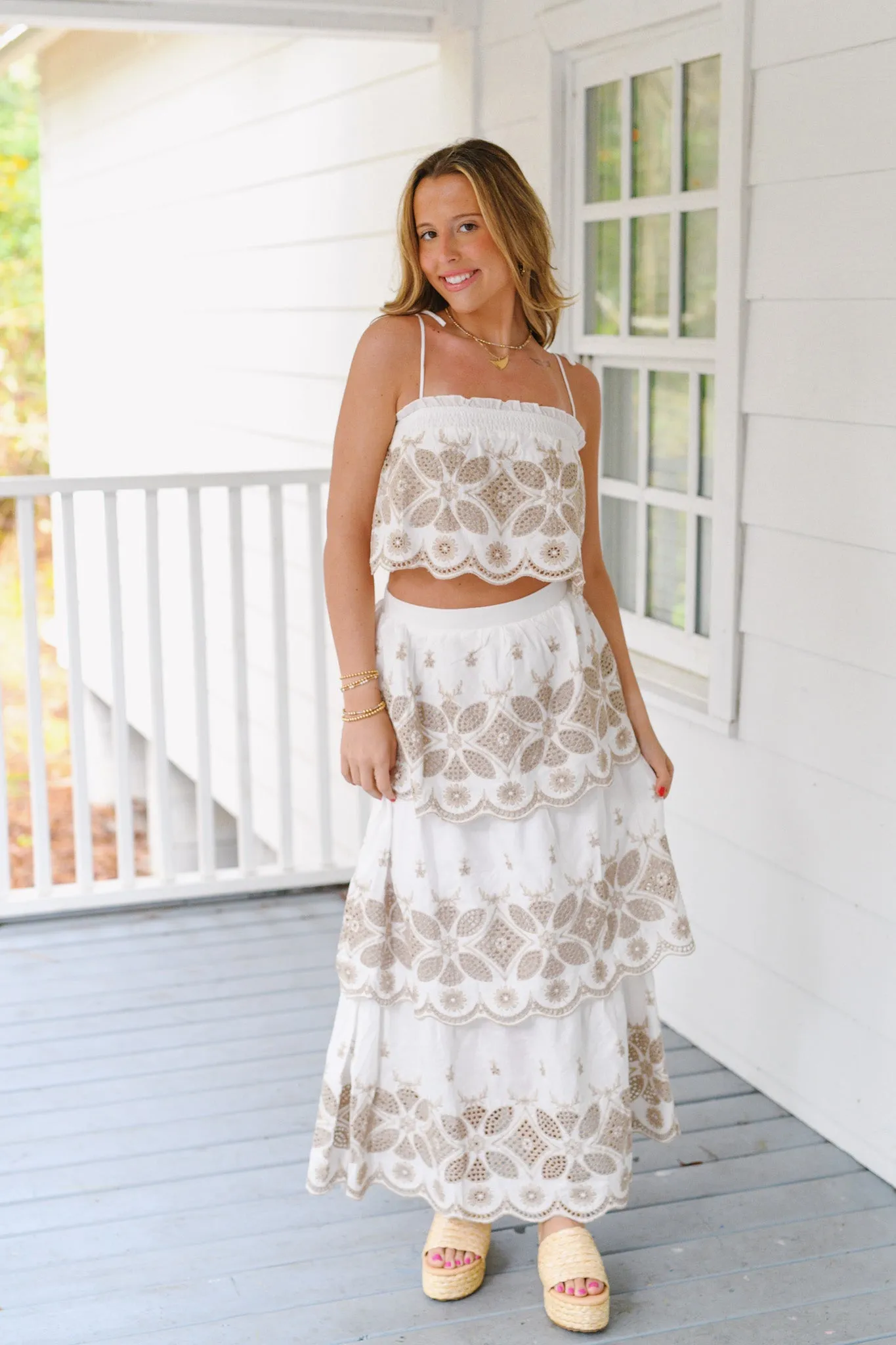 Hailey Embroidery Top Maxi Skirt Set