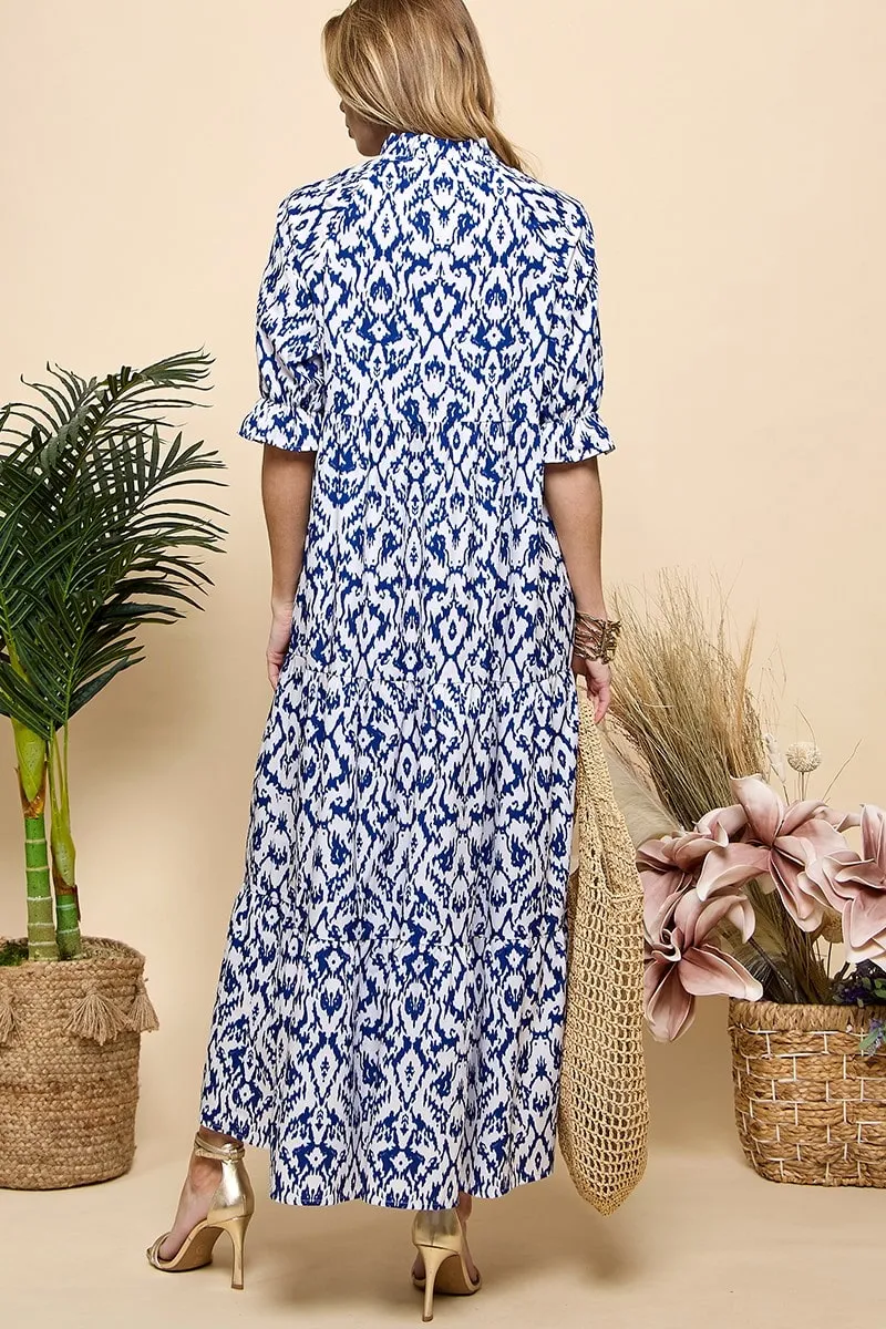 Half Sleeve Printed Maxi Dress