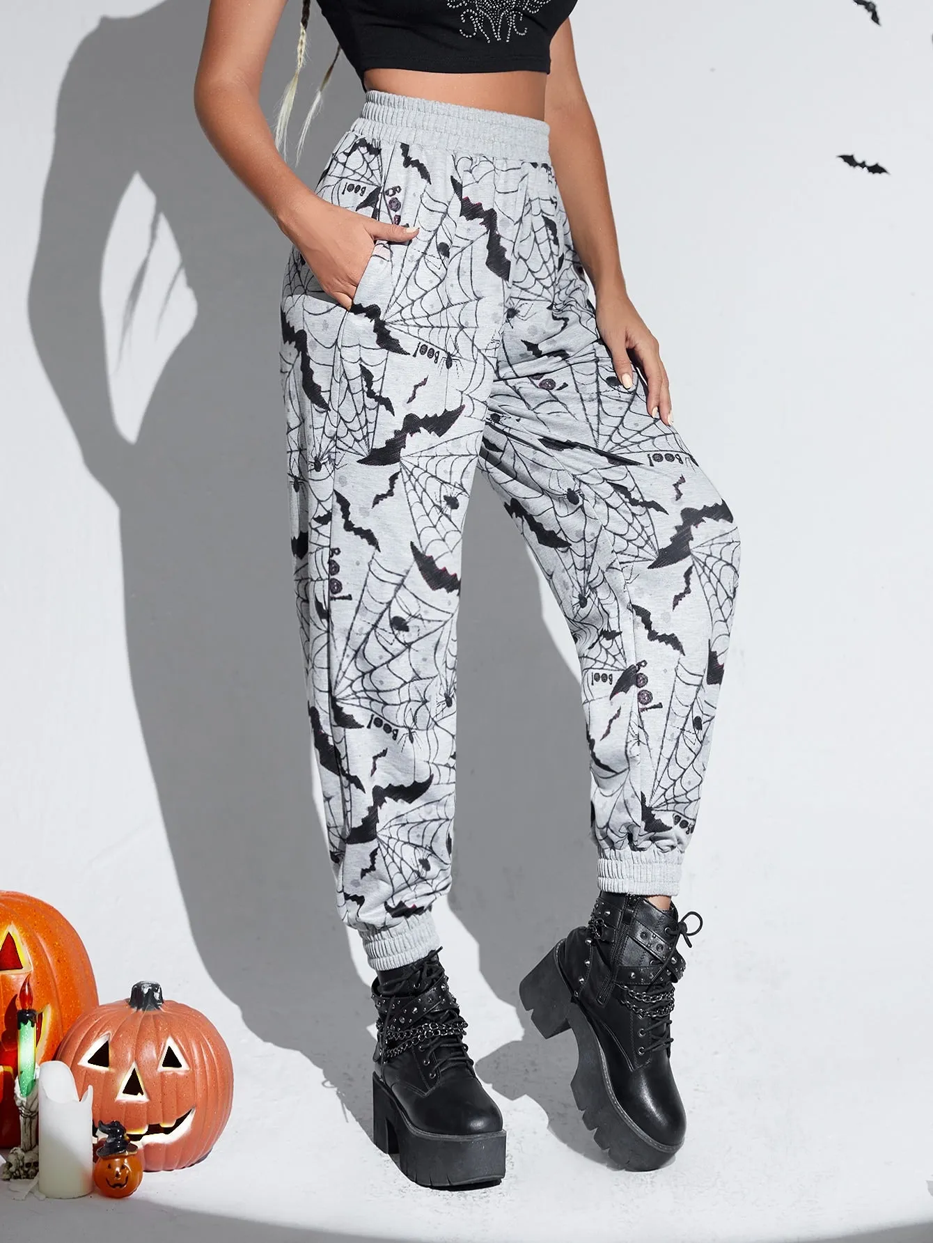 Halloween Pocket Natural Long Women Sweatpants