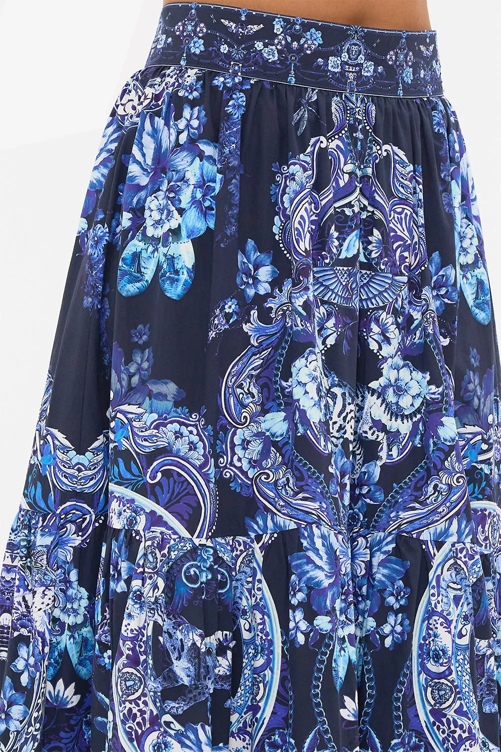 HIGH WAISTED TIERED SKIRT DELFT DYNASTY