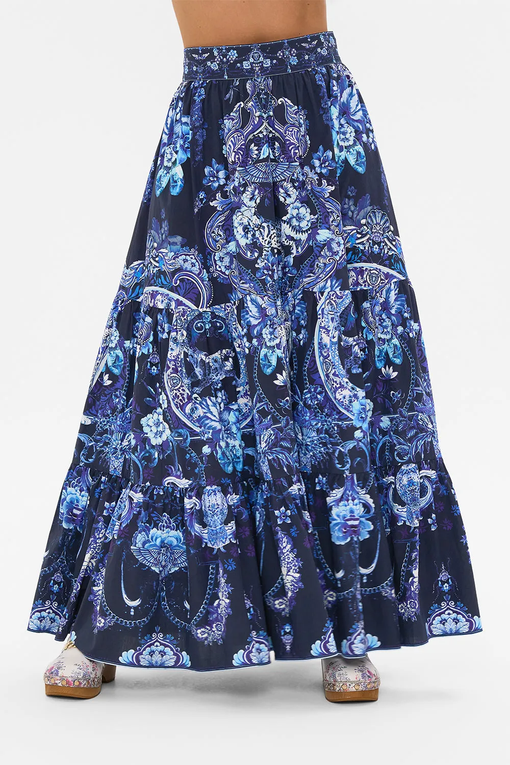 HIGH WAISTED TIERED SKIRT DELFT DYNASTY