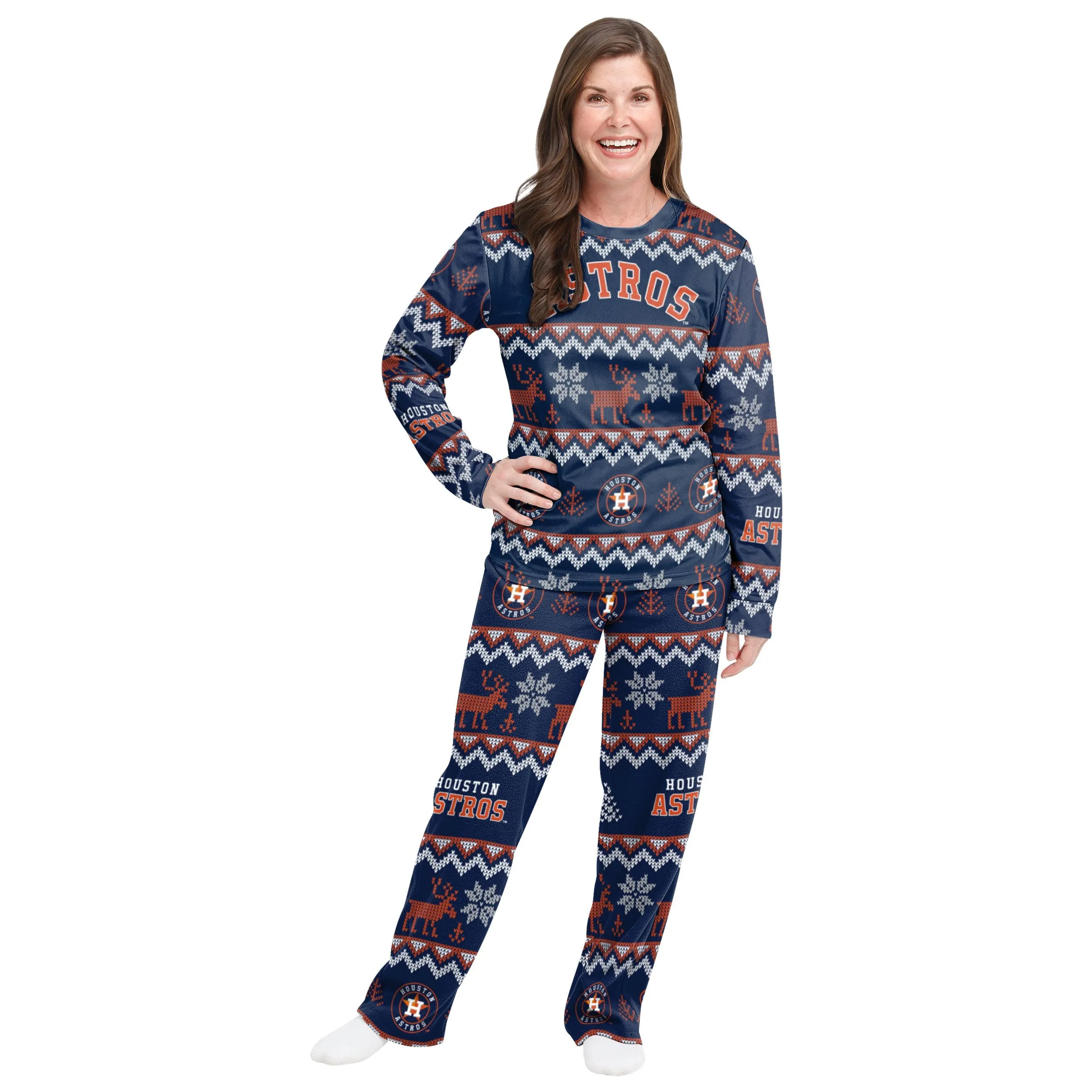 Houston Astros MLB Ugly Pattern Family Holiday Pajamas