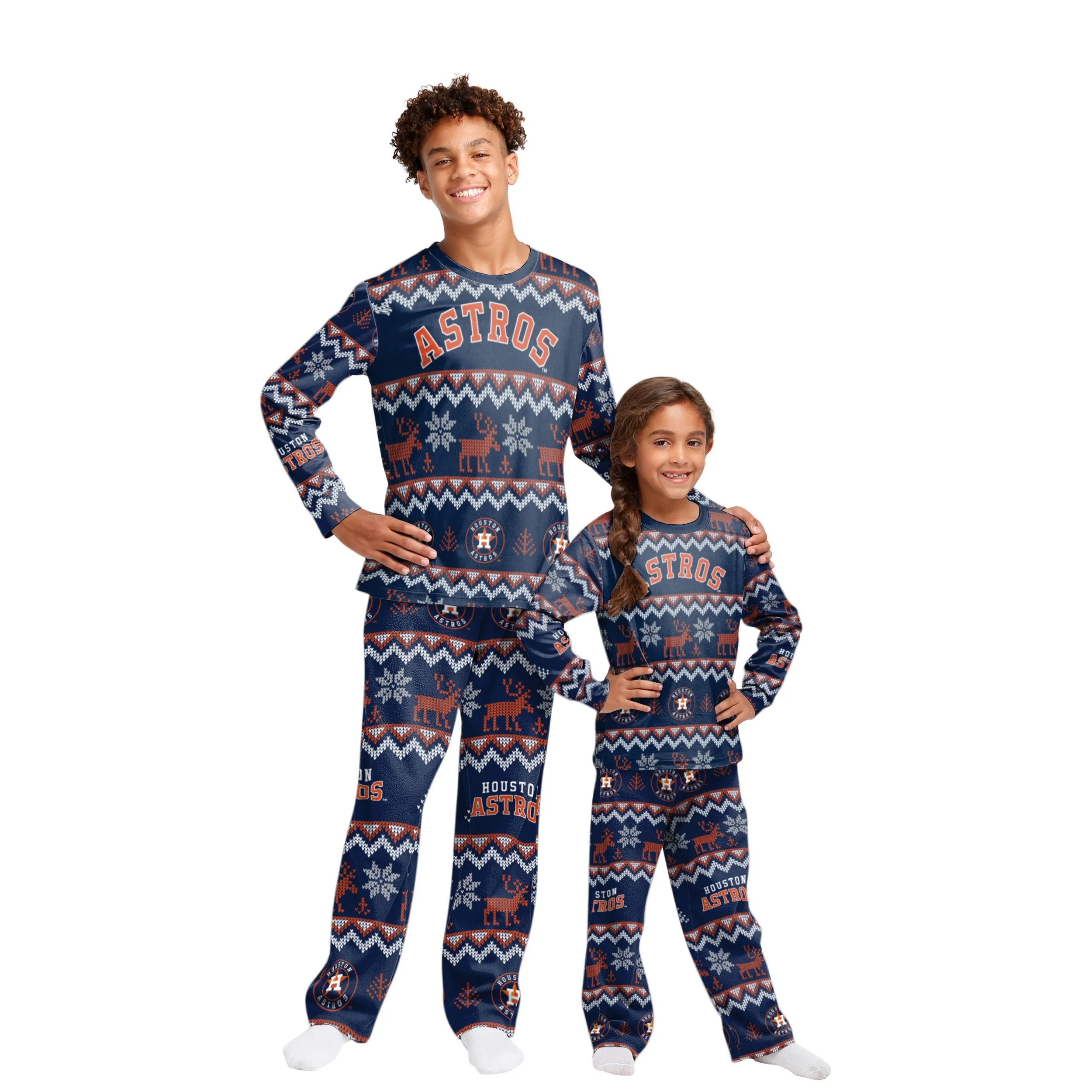 Houston Astros MLB Ugly Pattern Family Holiday Pajamas