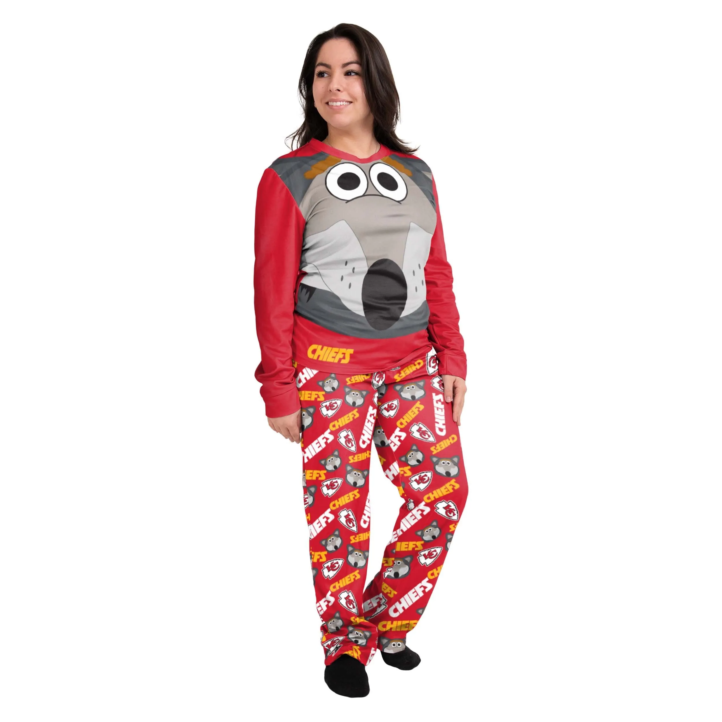 Kansas City Chiefs NFL Womens KC Wolf Mascot Pajamas