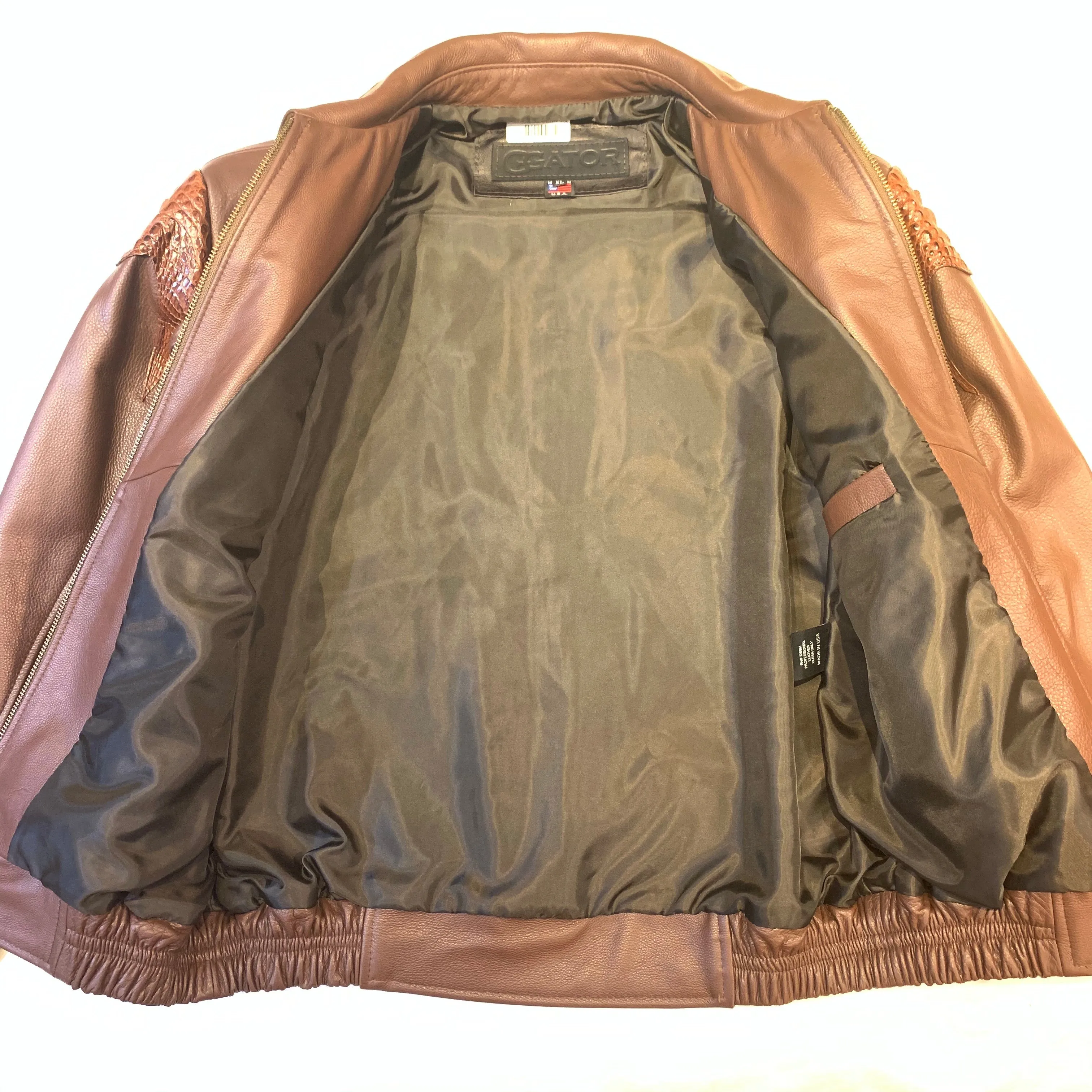 Kashani Chocolate Brown Alligator Horn-Back/Stingray Bomber Jacket