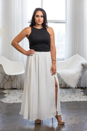 Katie Grace White Slit Maxi Skirt