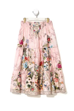 KIDS SHIRRED WAIST MAXI SKIRT 12-14 YOUNG HEARTS