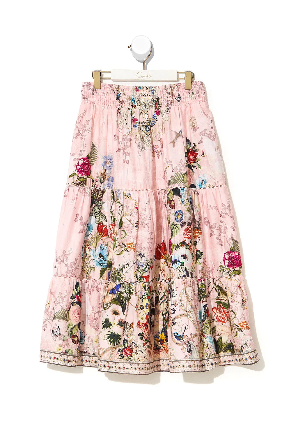 KIDS SHIRRED WAIST MAXI SKIRT 12-14 YOUNG HEARTS