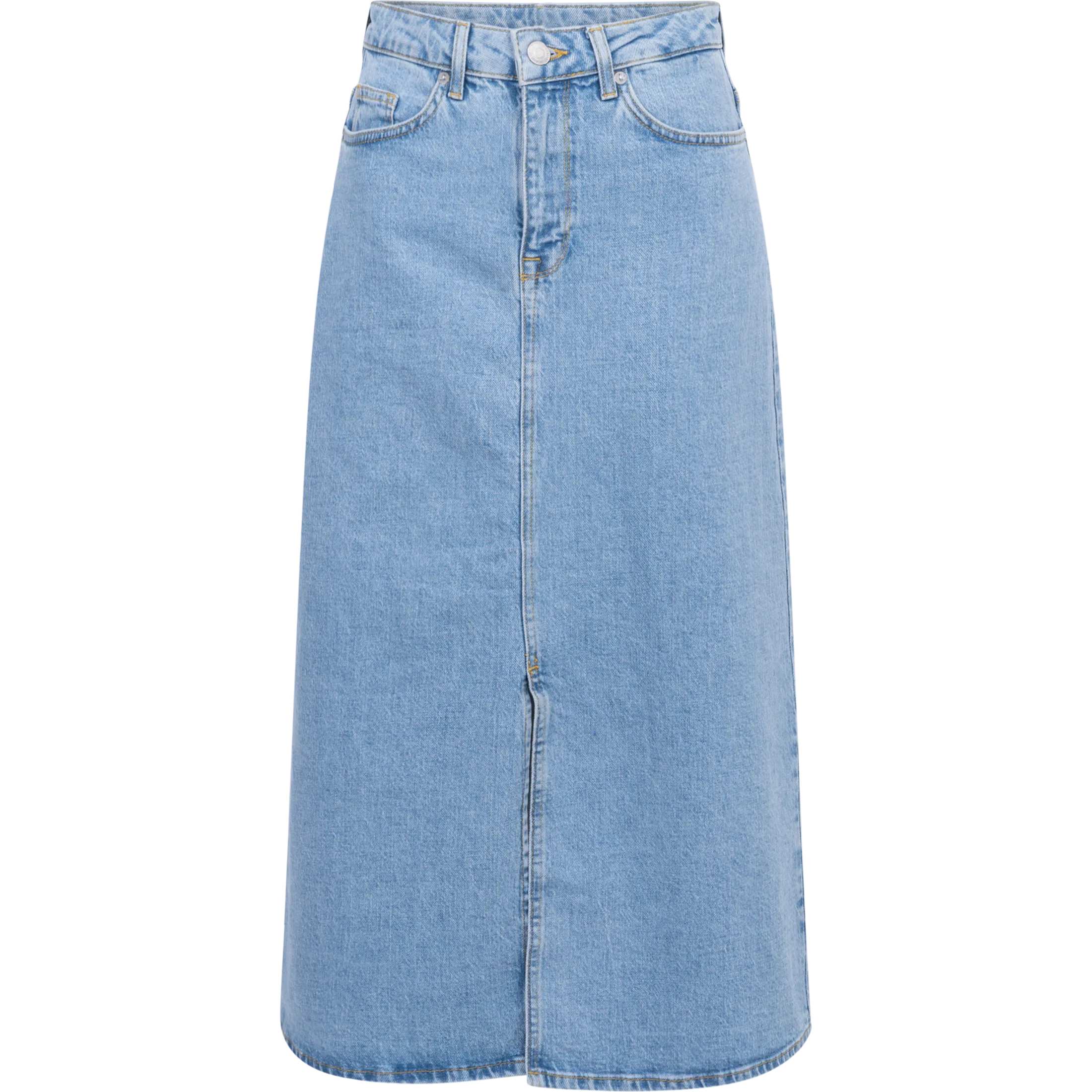 Krista-Gerda Hw Long Denim Maxi Skirt - Light Blue Denim