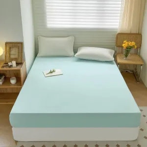 Kuber Industries Double Bed Mattress ProtectorBed Protecter with Elastic 150x200 CM (Light Green)