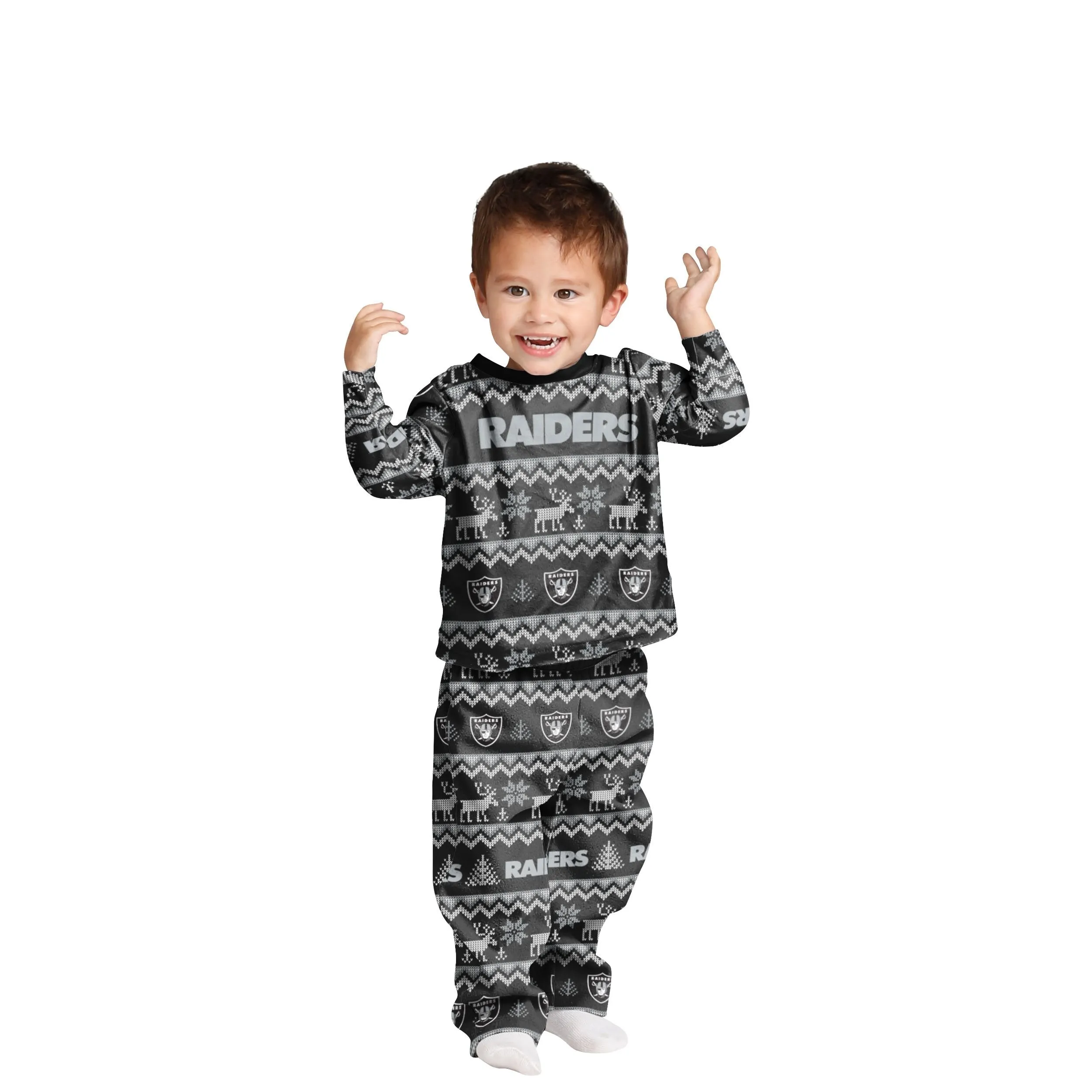 Las Vegas Raiders NFL Ugly Pattern Family Holiday Pajamas