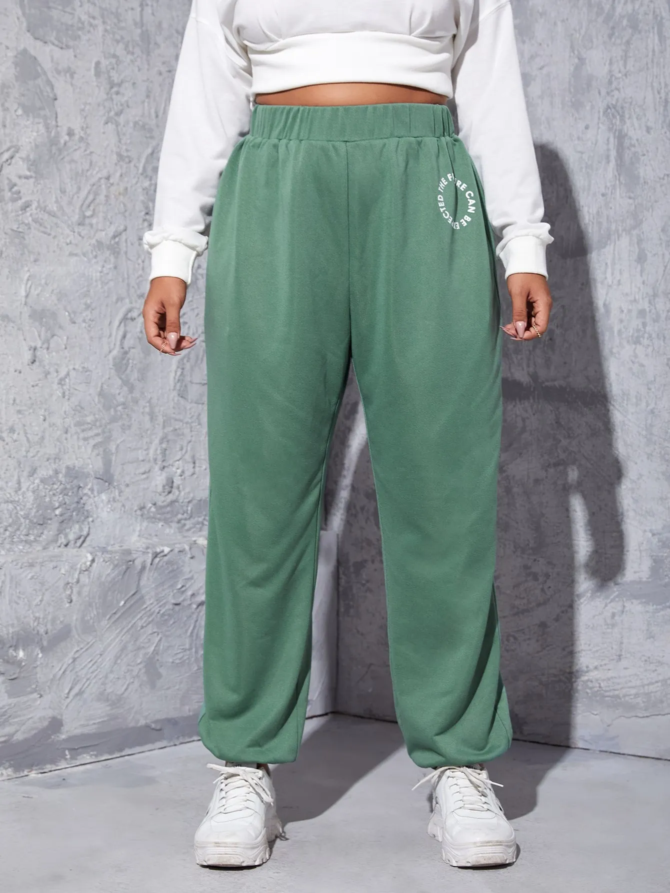 Letter High Waist Long Plus Size Sweatpants