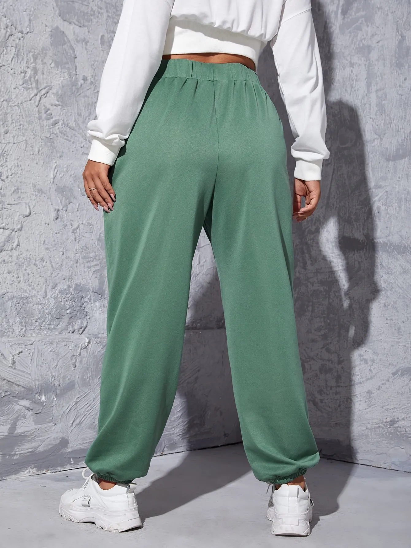 Letter High Waist Long Plus Size Sweatpants