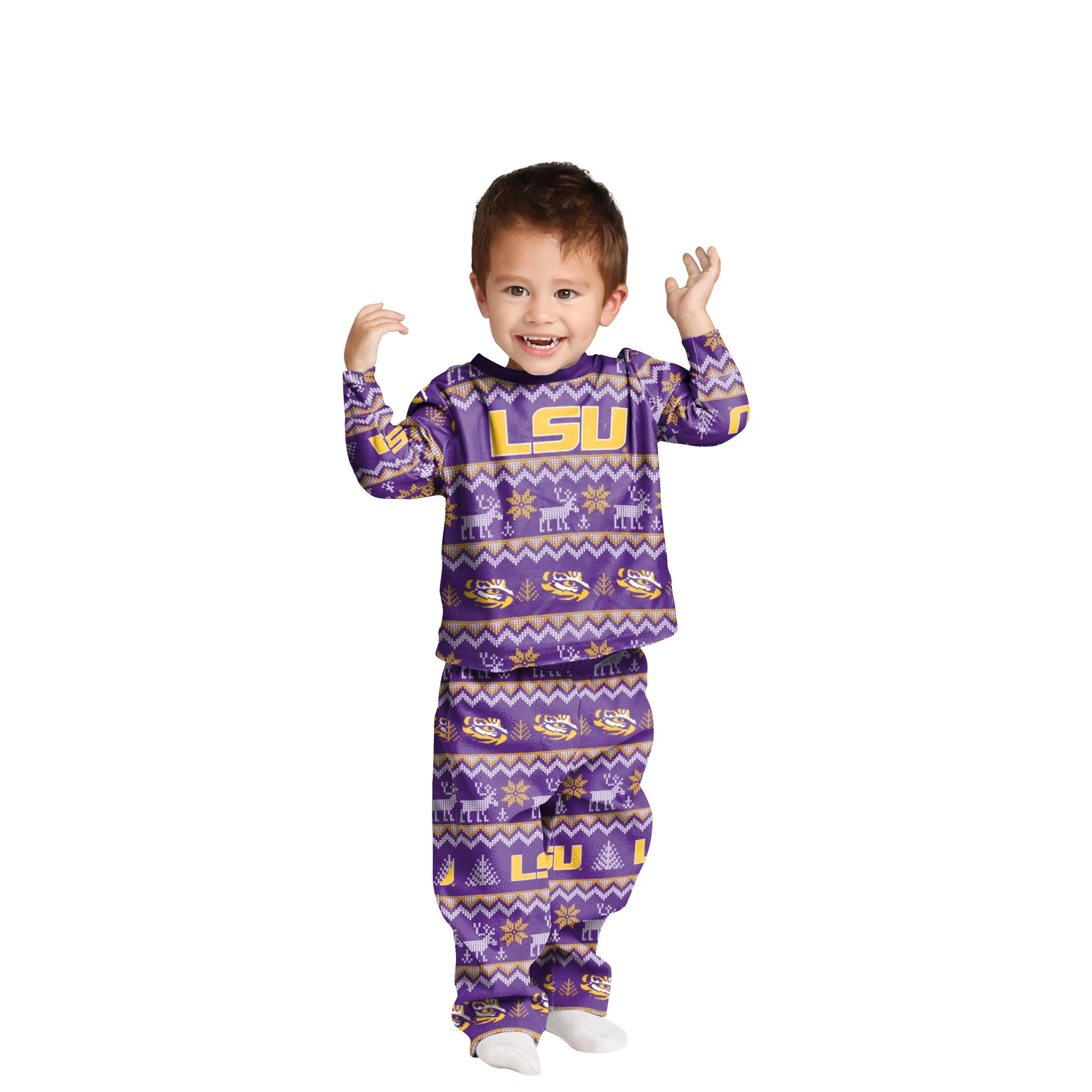 LSU Tigers NCAA Ugly Pattern Family Holiday Pajamas