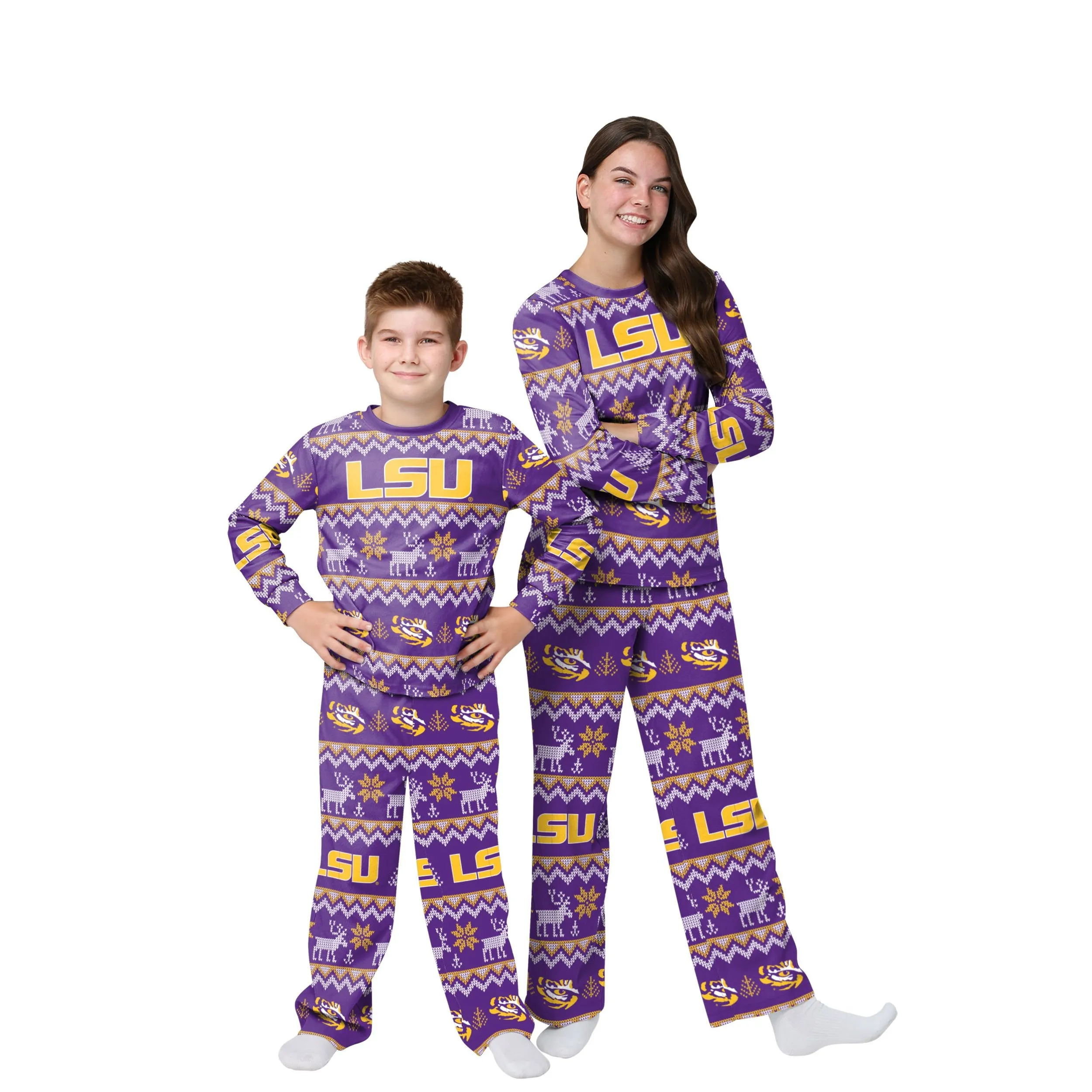 LSU Tigers NCAA Ugly Pattern Family Holiday Pajamas