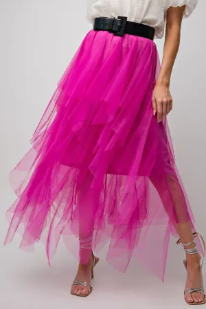 Magenta Mesh Ballerina Maxi Skirt