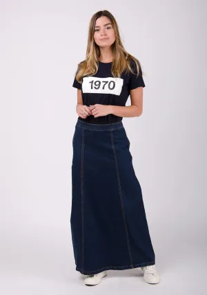 MATILDA Denim Maxi Skirt - Dark Wash