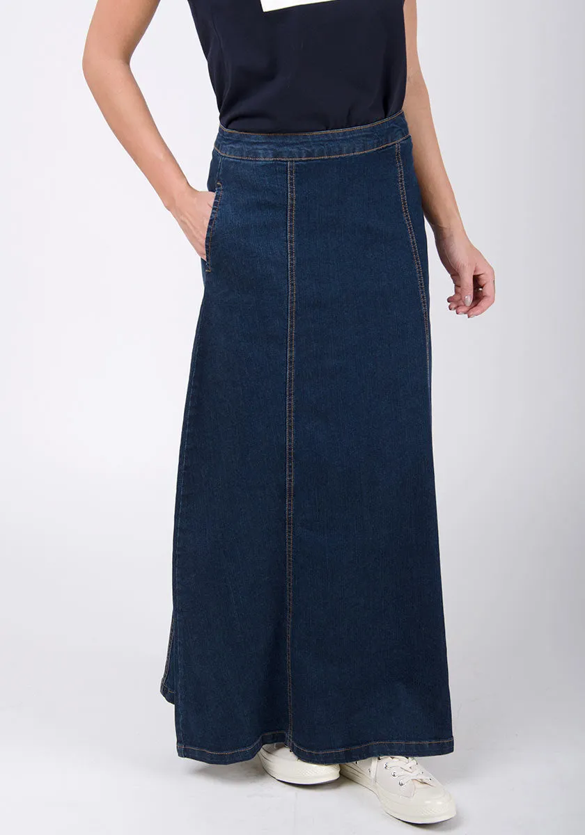 MATILDA Denim Maxi Skirt - Dark Wash