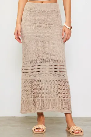 Meghan Open Knit Maxi Skirt- Natural