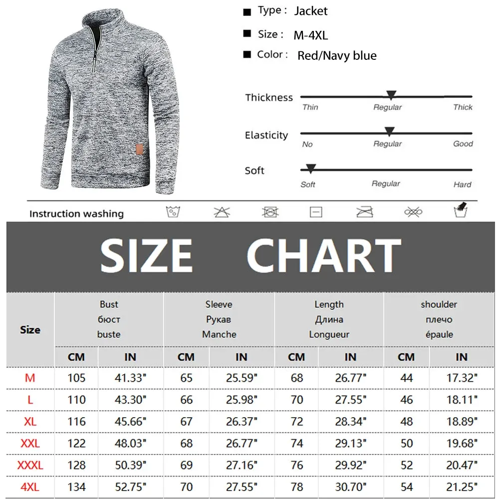 Mens Turtleneck Solid Thick Half Zipper Pullover Sweatshirt