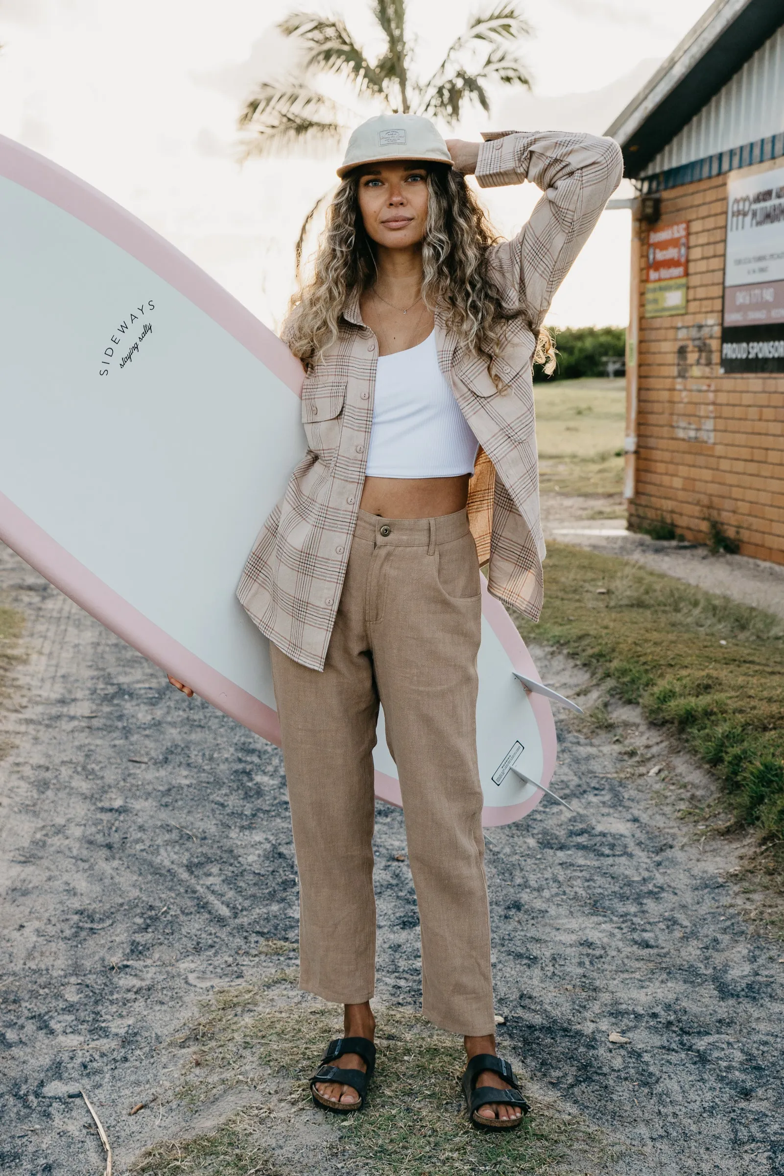 Miller - Unisex Textured Linen Pants - Light Brown