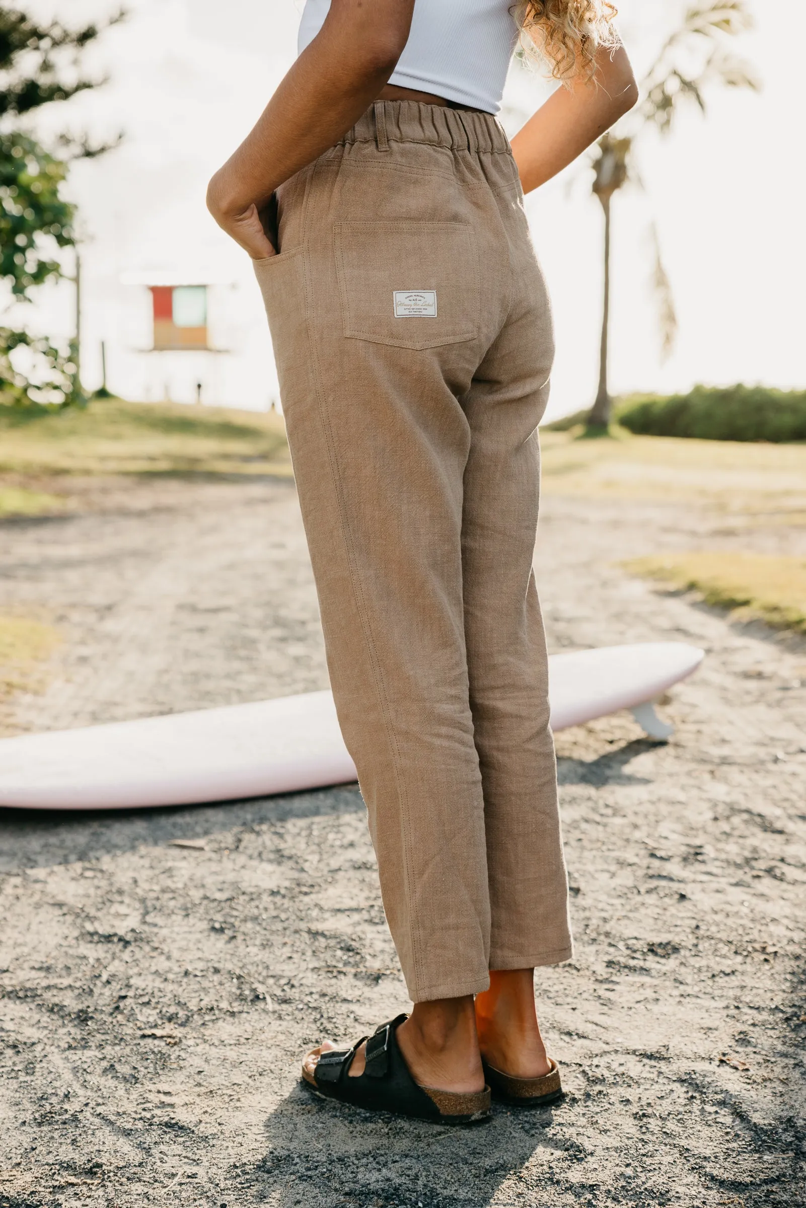 Miller - Unisex Textured Linen Pants - Light Brown