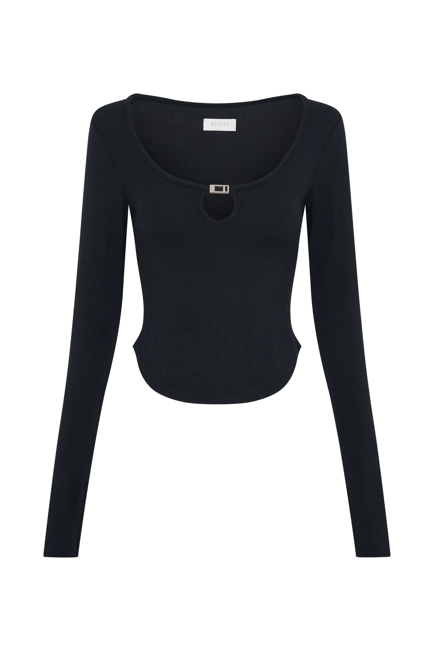 Natalia Modal Buckle Long Sleeve Top - Black